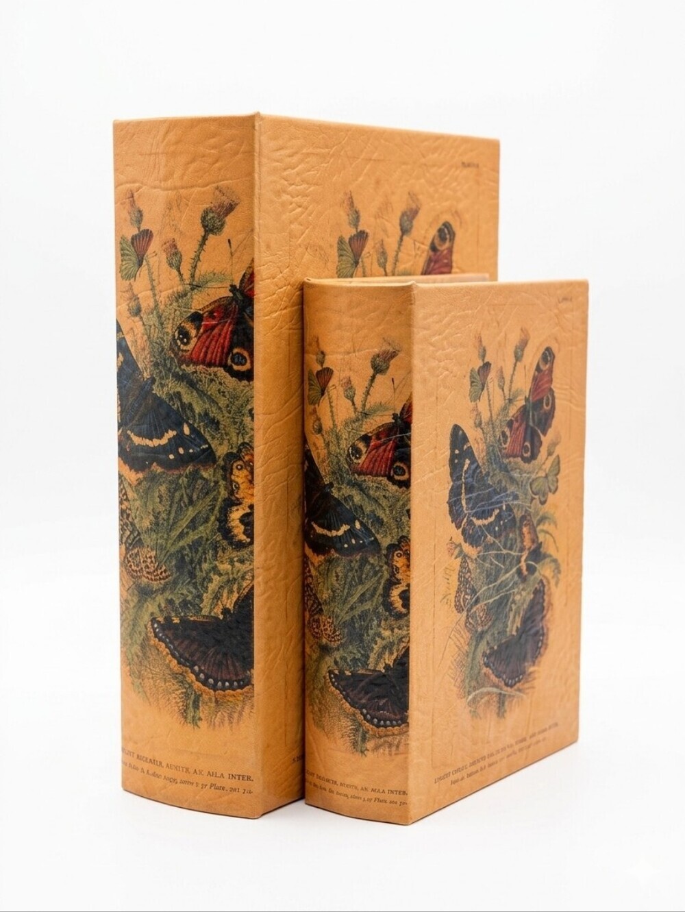 Vintage Butterfly Faux Book Storage Box Set of 2 Magnetic Secret Stash Keepsake